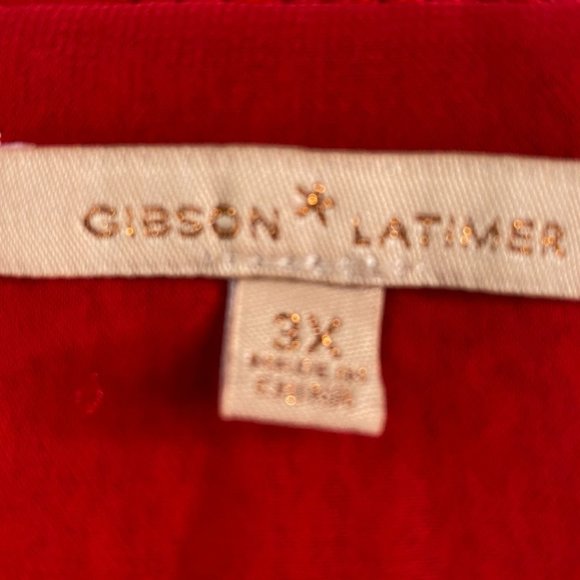 Gibson Latimer Womens Red Sequined Sweater with Chiffon Underlining Size 3X - Picture 3 of 12